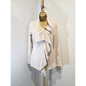 AVANI Ponte Knit Blazer Jacket Sm Organic Cotton Stretch Oatmeal Zip Up Athletic
